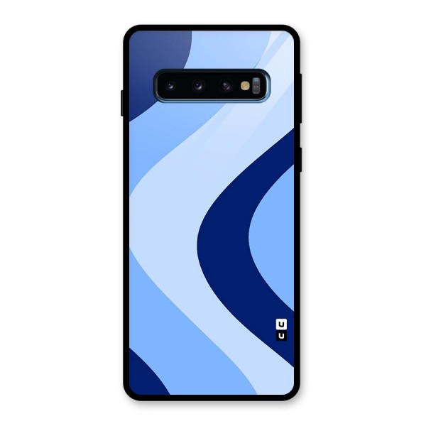 Blue Shade Curves Glass Back Case for Galaxy S10