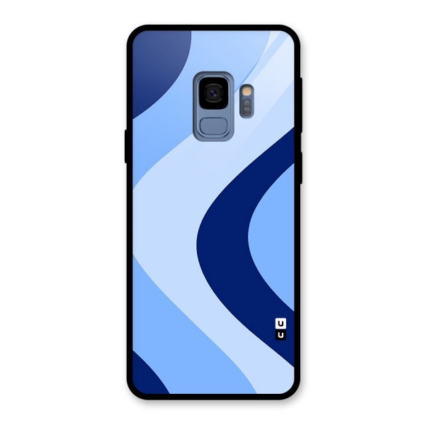 Blue Shade Curves Glass Back Case for Galaxy S9