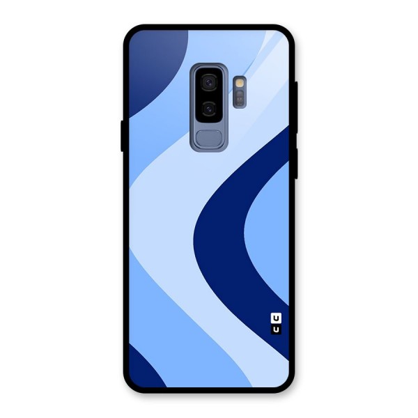 Blue Shade Curves Glass Back Case for Galaxy S9 Plus