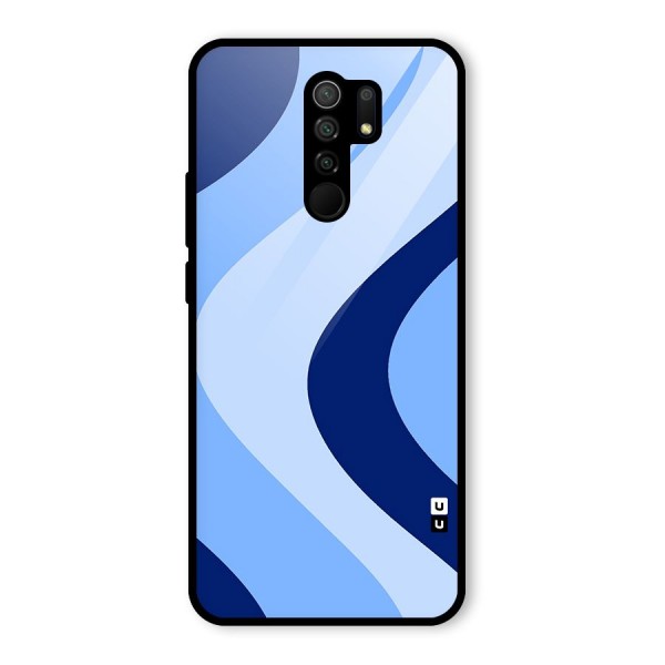 Blue Shade Curves Glass Back Case for Redmi 9 Prime