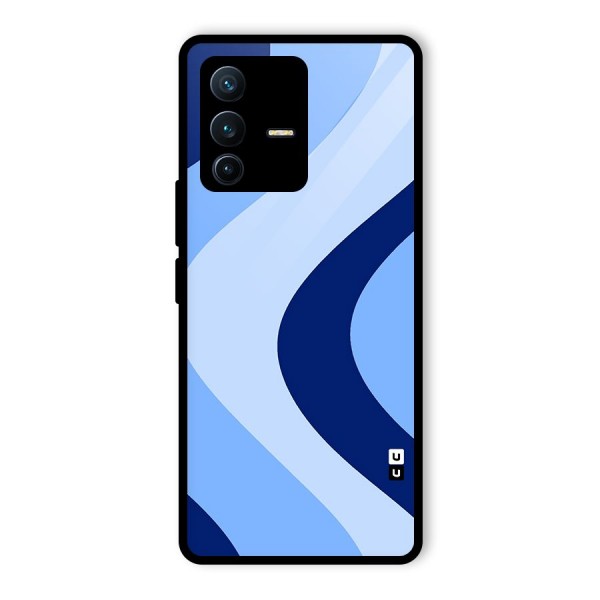 Blue Shade Curves Glass Back Case for Vivo V23 Pro