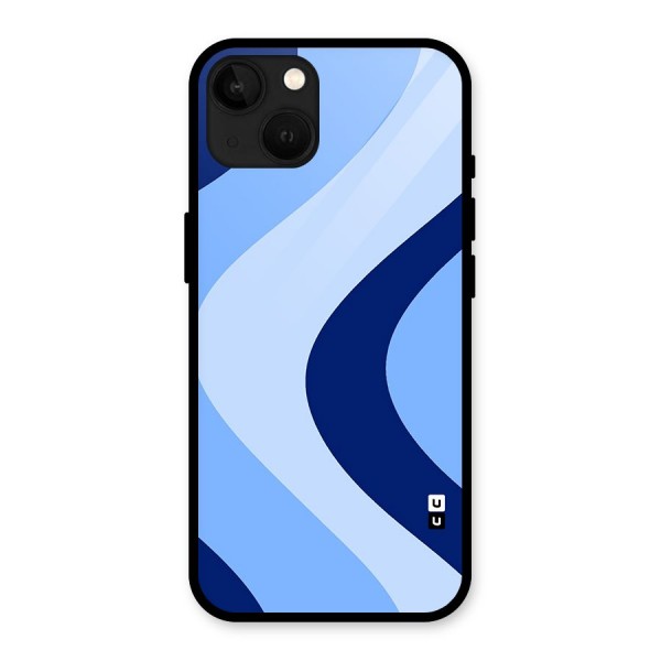 Blue Shade Curves Glass Back Case for iPhone 13