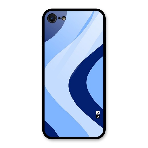 Blue Shade Curves Glass Back Case for iPhone 8