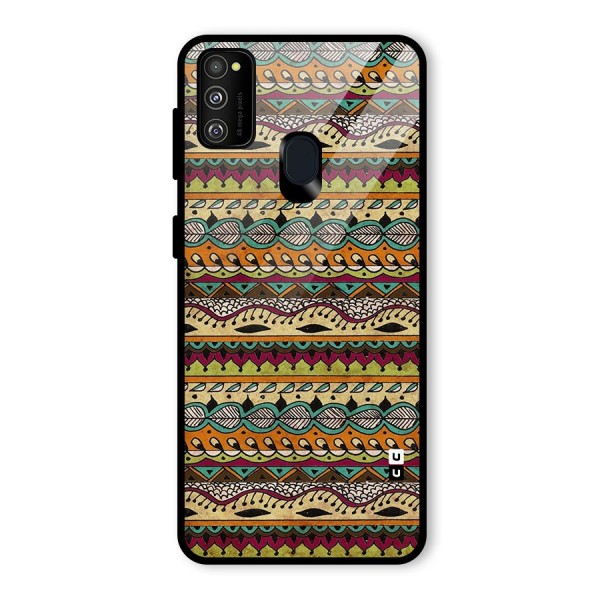 Bohemian Style Aztec Art Glass Back Case for Galaxy M21