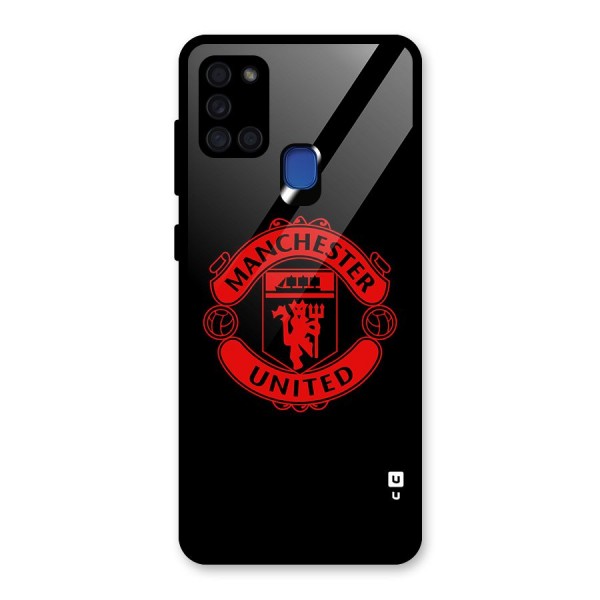 Bold Mancheter United Glass Back Case for Galaxy A21s