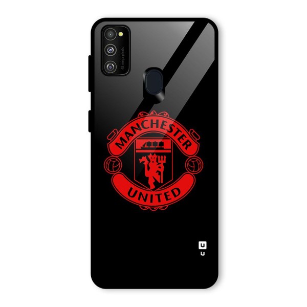 Bold Mancheter United Glass Back Case for Galaxy M21