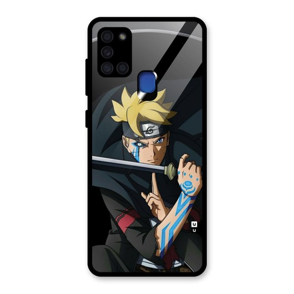 Boruto Uzumaki Stance Glass Back Case for Galaxy A21s