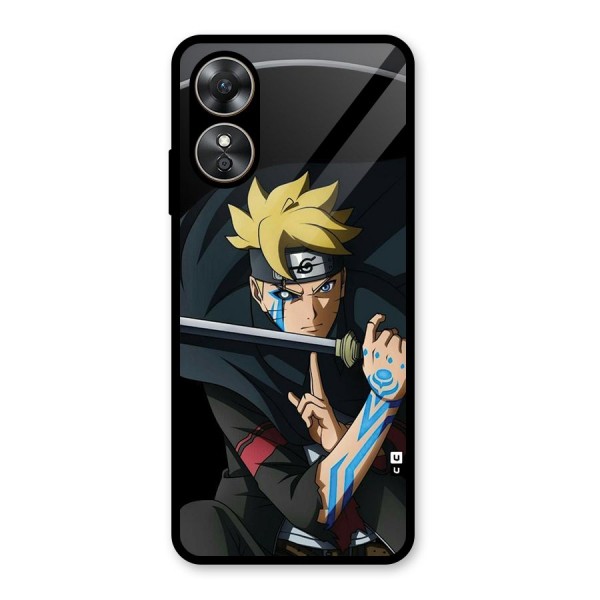 Boruto Uzumaki Stance Glass Back Case for Oppo A17