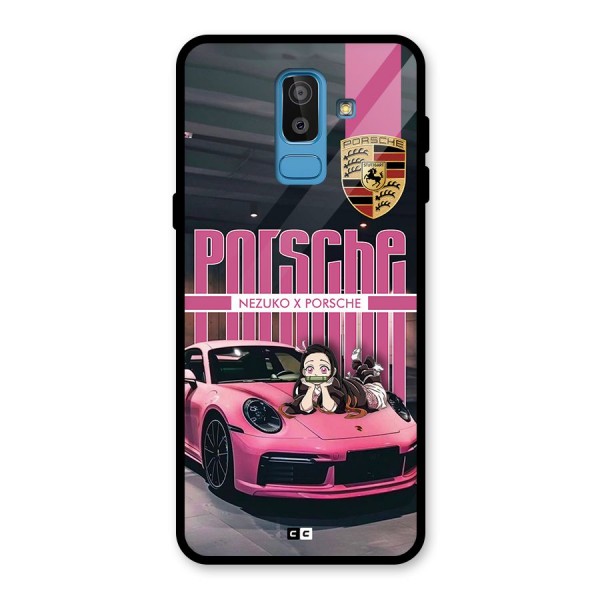 Bubble Race Car Glass Back Case for Galaxy J8