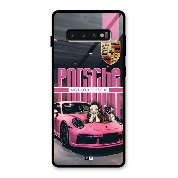 Bubble Race Car Glass Back Case for Galaxy S10 Plus