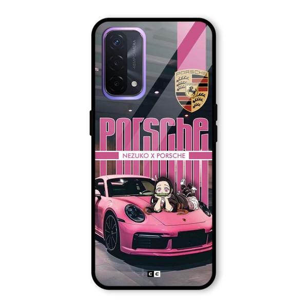 Bubble Race Car Glass Back Case for Oppo A74 5G