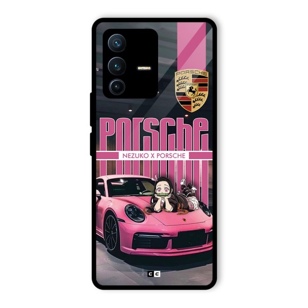 Bubble Race Car Glass Back Case for Vivo V23 Pro