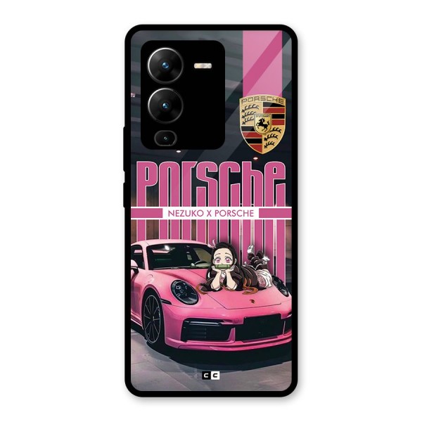 Bubble Race Car Glass Back Case for Vivo V25 Pro