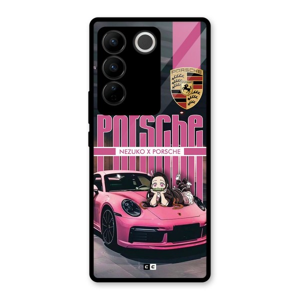 Bubble Race Car Glass Back Case for Vivo V27 Pro