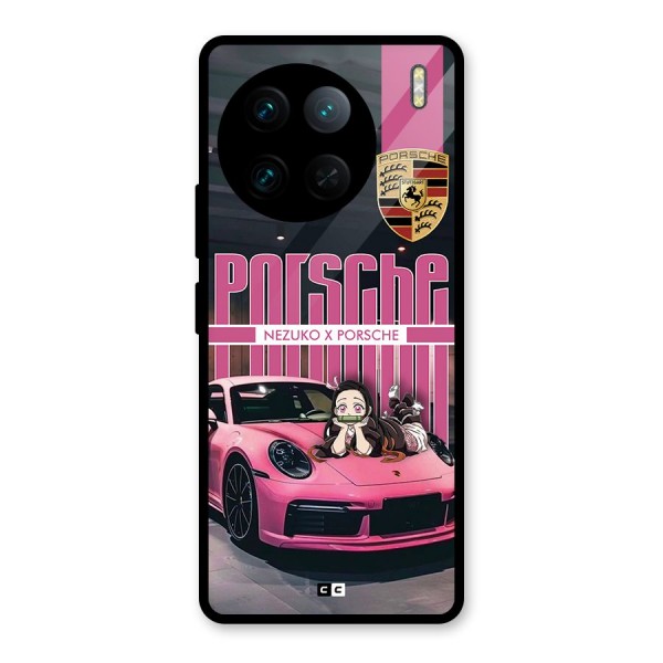 Bubble Race Car Glass Back Case for Vivo X90 Pro