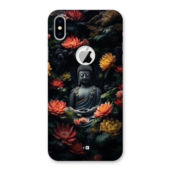 Buddha With Flower Back Case for iPhone XS Logo Cut