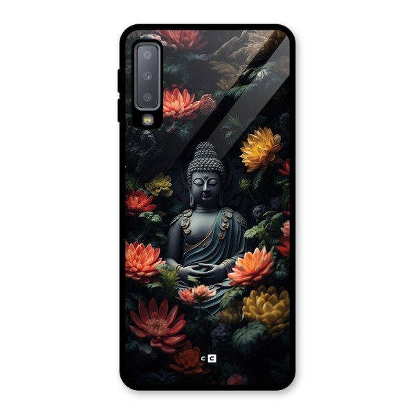 Buddha With Flower Glass Back Case for Galaxy A7 (2018)