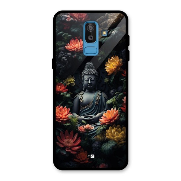 Buddha With Flower Glass Back Case for Galaxy J8