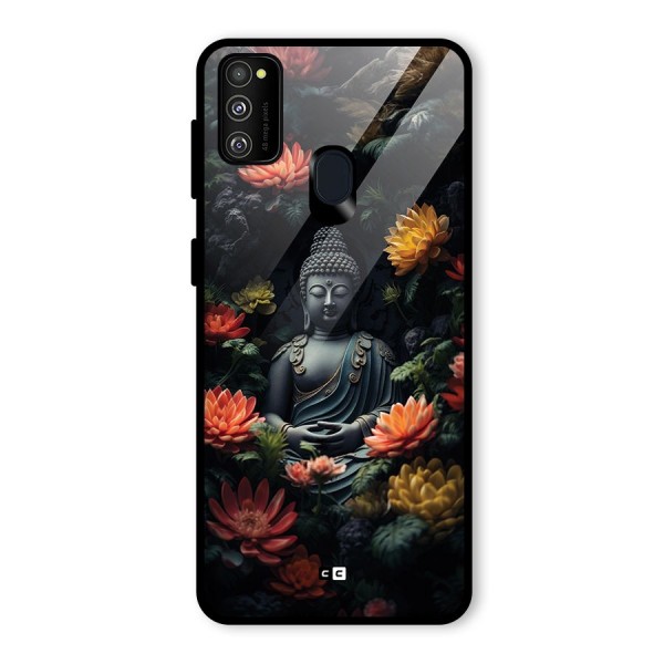 Buddha With Flower Glass Back Case for Galaxy M21