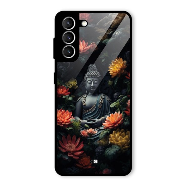 Buddha With Flower Glass Back Case for Galaxy S21 5G
