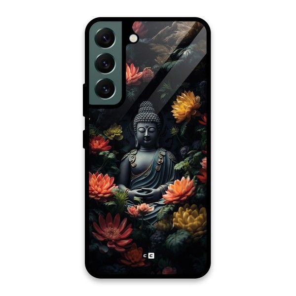 Buddha With Flower Glass Back Case for Galaxy S22 5G