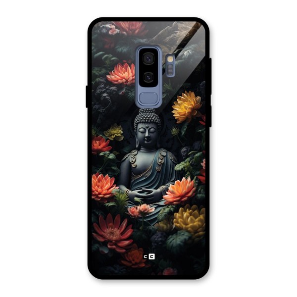 Buddha With Flower Glass Back Case for Galaxy S9 Plus