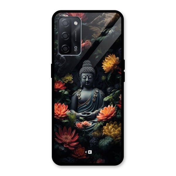 Buddha With Flower Glass Back Case for Oppo A53s 5G