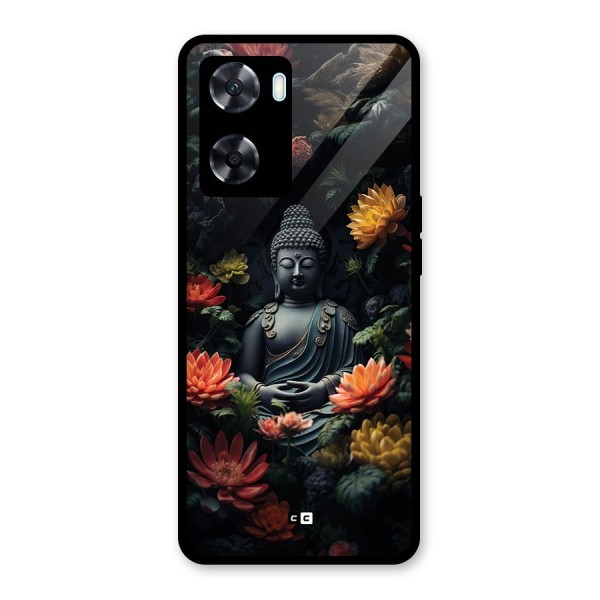 Buddha With Flower Glass Back Case for Oppo A77s