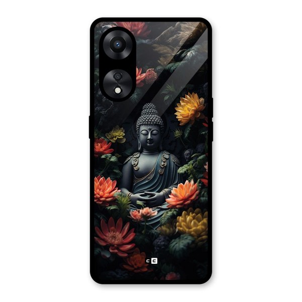 Buddha With Flower Glass Back Case for Oppo A78