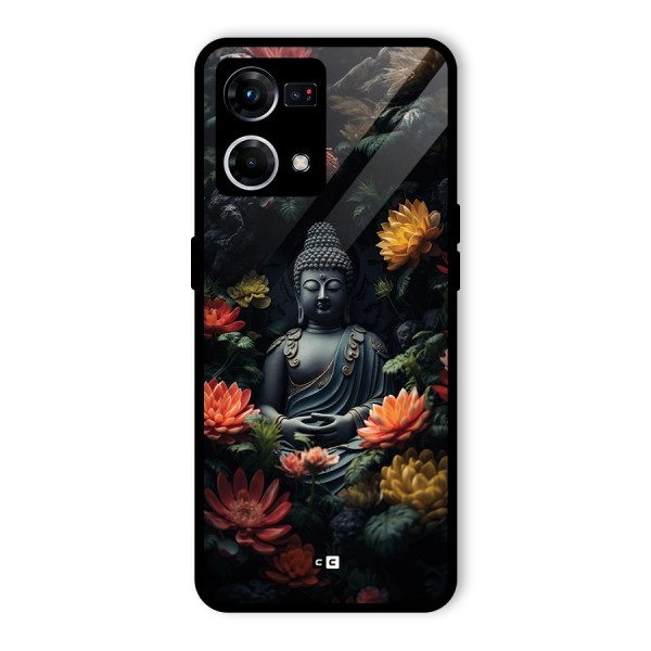 Buddha With Flower Glass Back Case for Oppo F21 Pro 4G