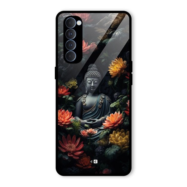 Buddha With Flower Glass Back Case for Oppo Reno4 Pro