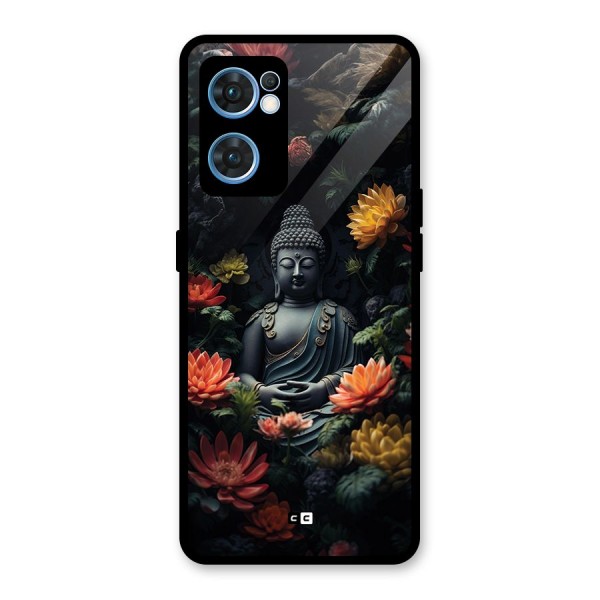 Buddha With Flower Glass Back Case for Oppo Reno7 5G