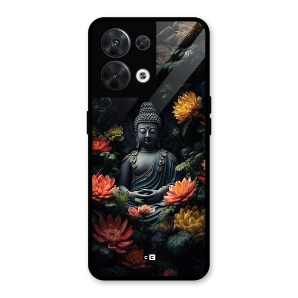 Buddha With Flower Glass Back Case for Oppo Reno8 5G