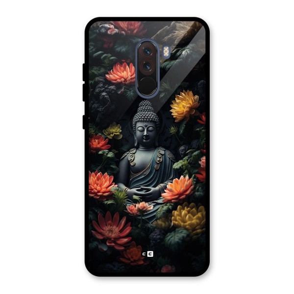 Buddha With Flower Glass Back Case for Poco F1