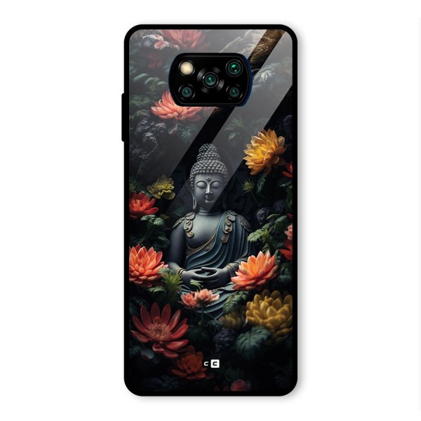 Buddha With Flower Glass Back Case for Poco X3 Pro