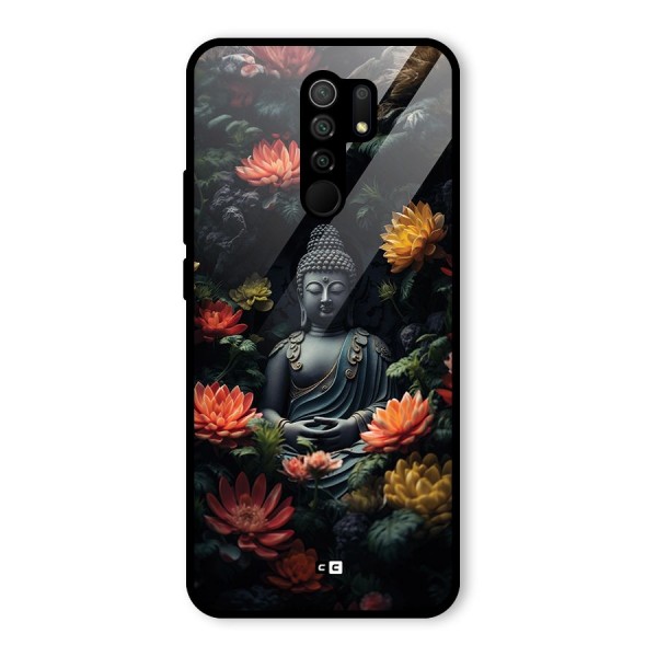 Buddha With Flower Glass Back Case for Redmi 9 Prime