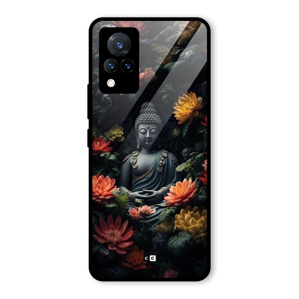 Buddha With Flower Glass Back Case for Vivo V21 5G