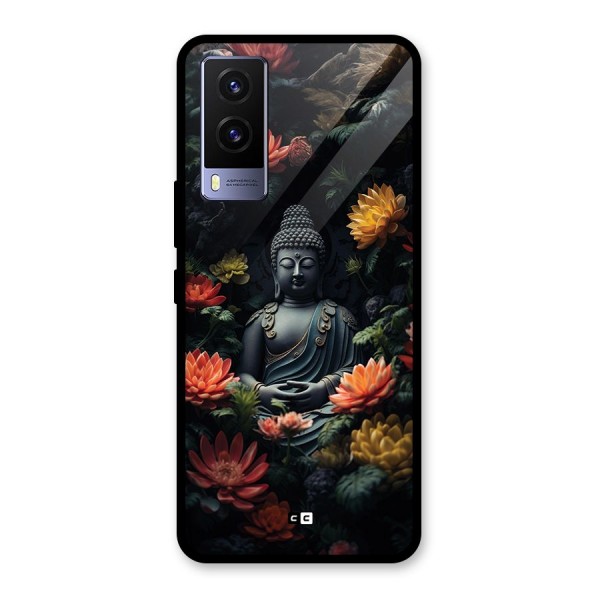 Buddha With Flower Glass Back Case for Vivo V21e 5G