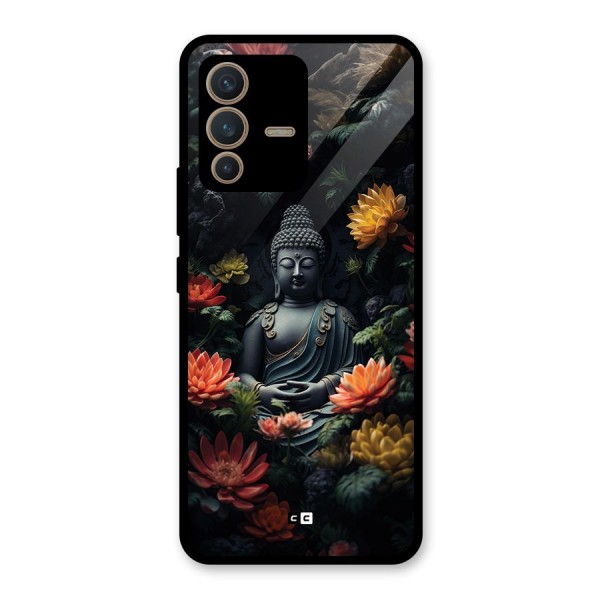 Buddha With Flower Glass Back Case for Vivo V23 5G