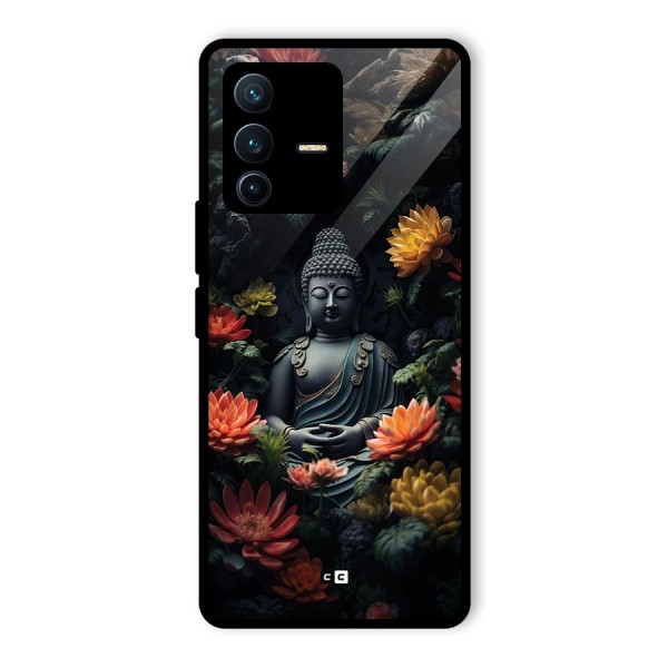 Buddha With Flower Glass Back Case for Vivo V23 Pro