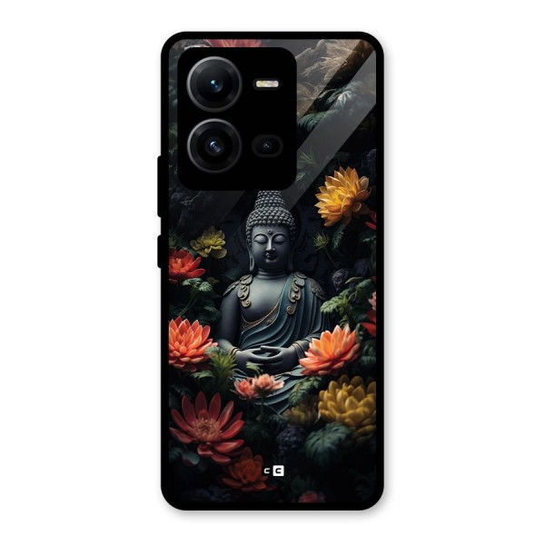 Buddha With Flower Glass Back Case for Vivo V25