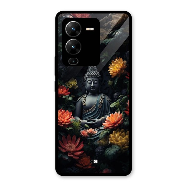 Buddha With Flower Glass Back Case for Vivo V25 Pro