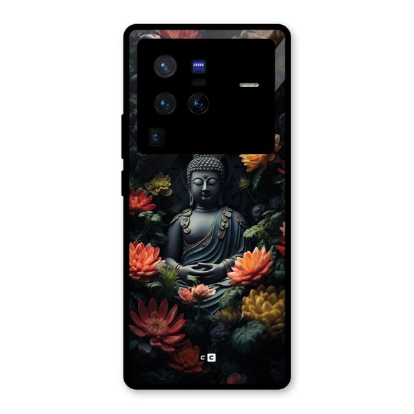Buddha With Flower Glass Back Case for Vivo X80 Pro