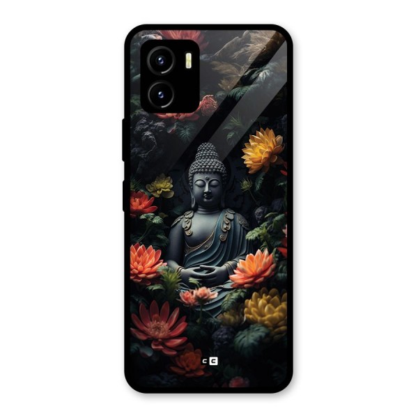 Buddha With Flower Glass Back Case for Vivo Y15s