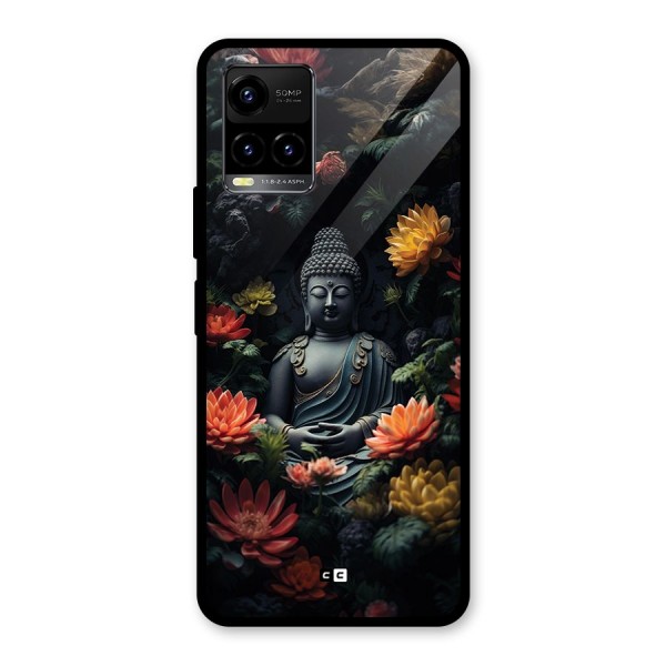 Buddha With Flower Glass Back Case for Vivo Y21A