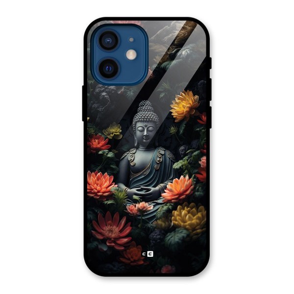 Buddha With Flower Glass Back Case for iPhone 12 Mini