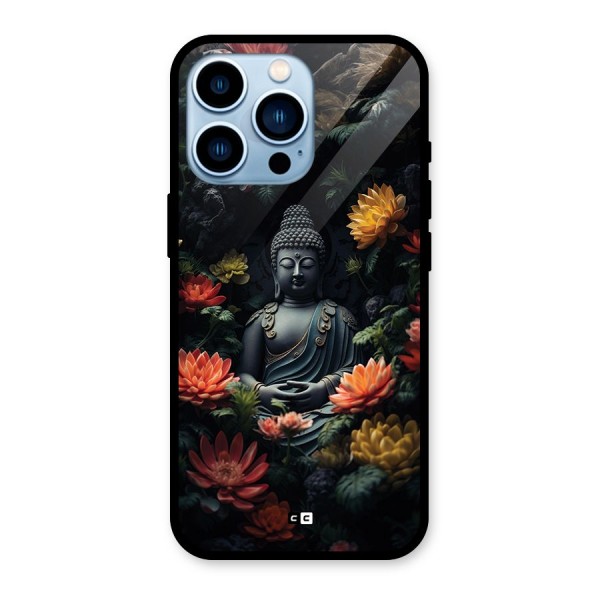 Buddha With Flower Glass Back Case for iPhone 13 Pro