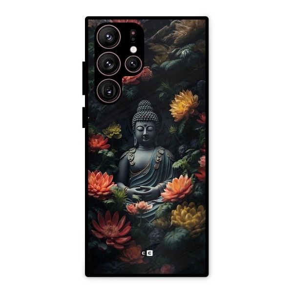 Buddha With Flower Metal Back Case for Galaxy S22 Ultra 5G