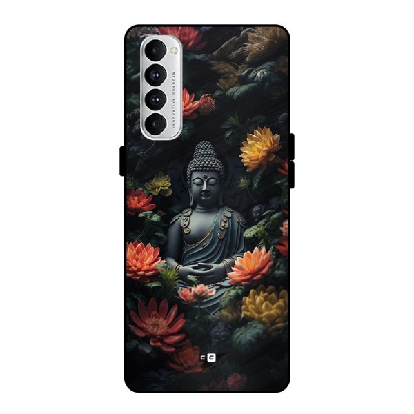 Buddha With Flower Metal Back Case for Oppo Reno4 Pro