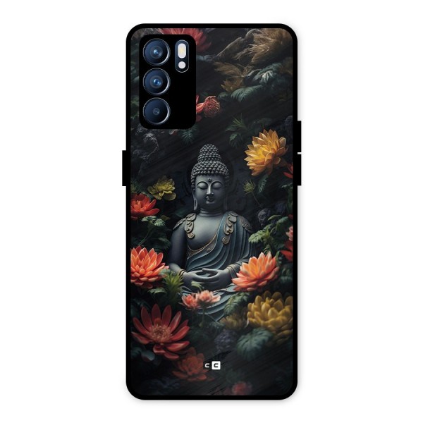 Buddha With Flower Metal Back Case for Oppo Reno6 5G